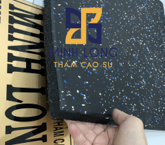 Gạch cao su mặt thảm EPDM chấm xanh trắng dày 25mm