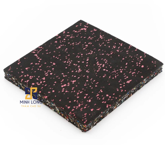 Gạch cao su mặt thảm EPDM chấm đỏ dày 25mm