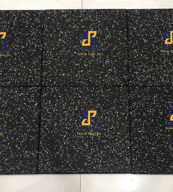 Gạch cao su mặt thảm EPDM chấm trắng dày 20mm