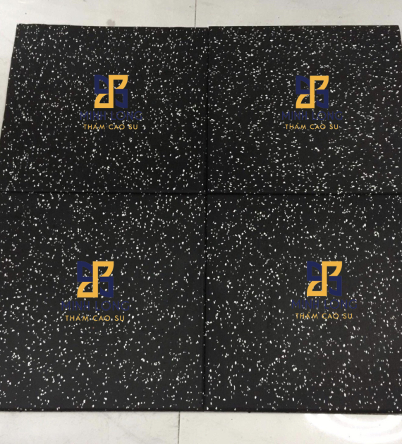 Gạch cao su mặt thảm EPDM chấm trắng dày 20mm