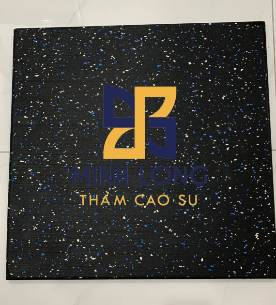 Gạch cao su mặt thảm EPDM chấm xanh trắng dày 20mm